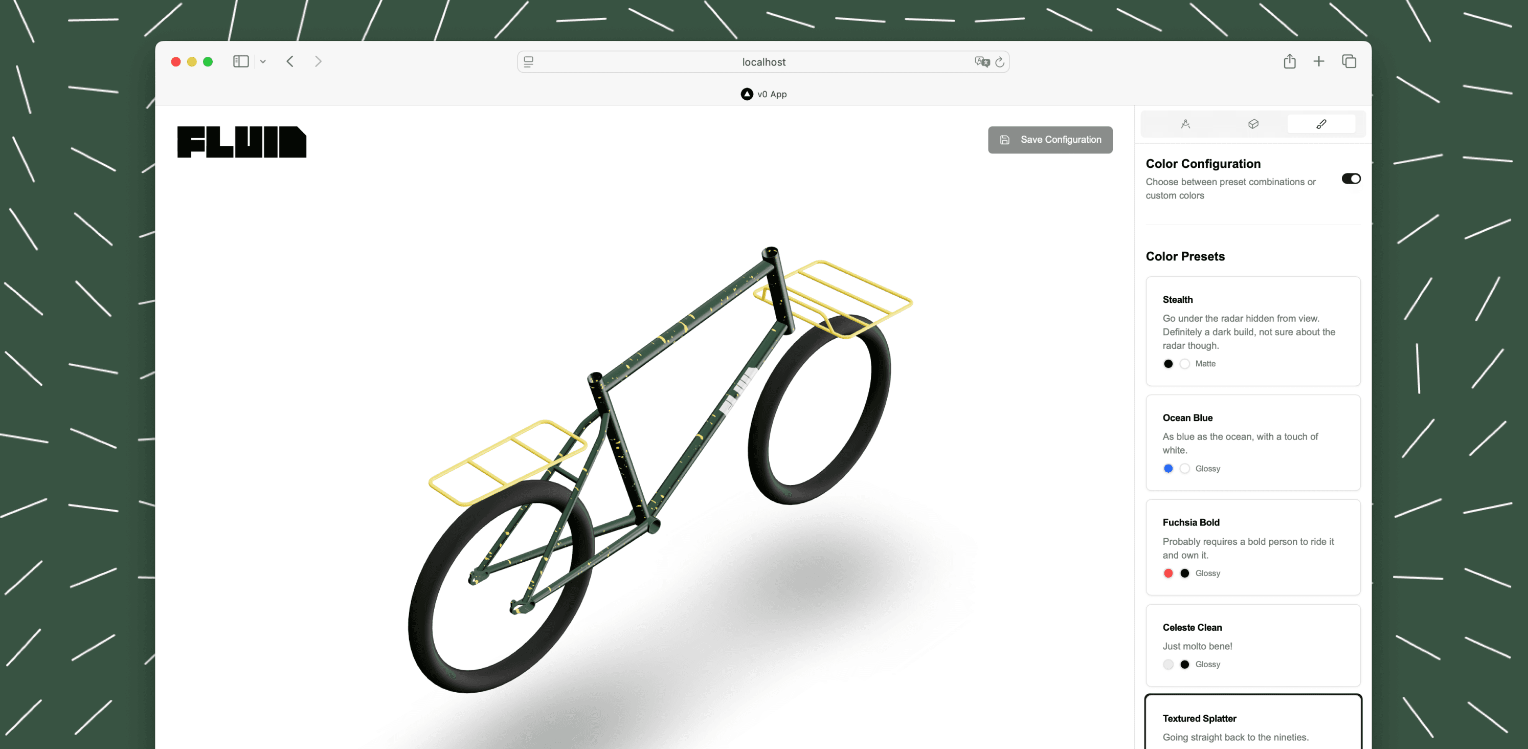 Fluidframe Configurator - A configurator for custom bicycle frames and accessories
